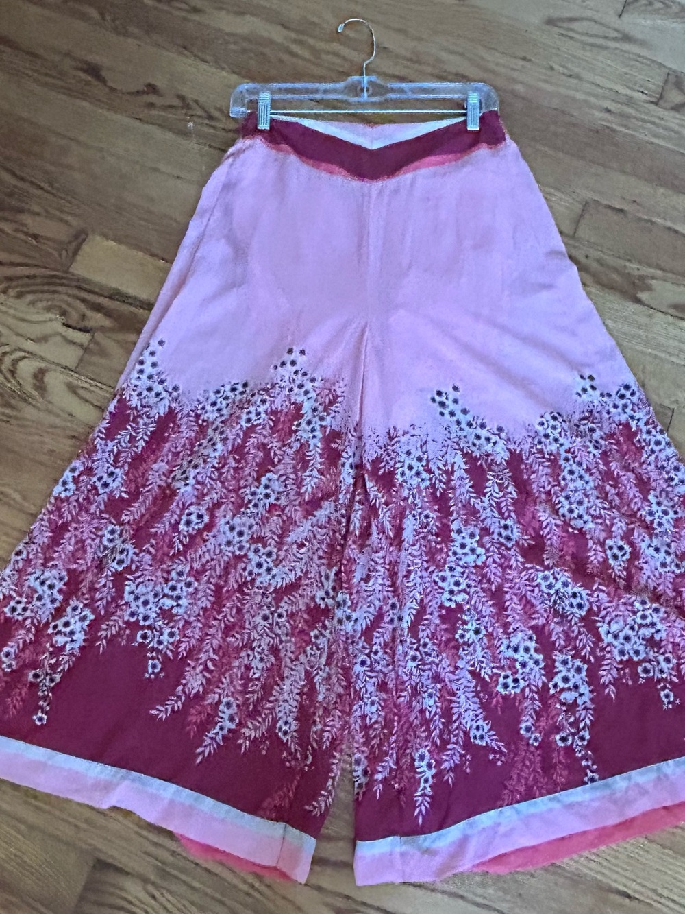 Free People Pink to Rose Floral Skater Palazzo Style Pants